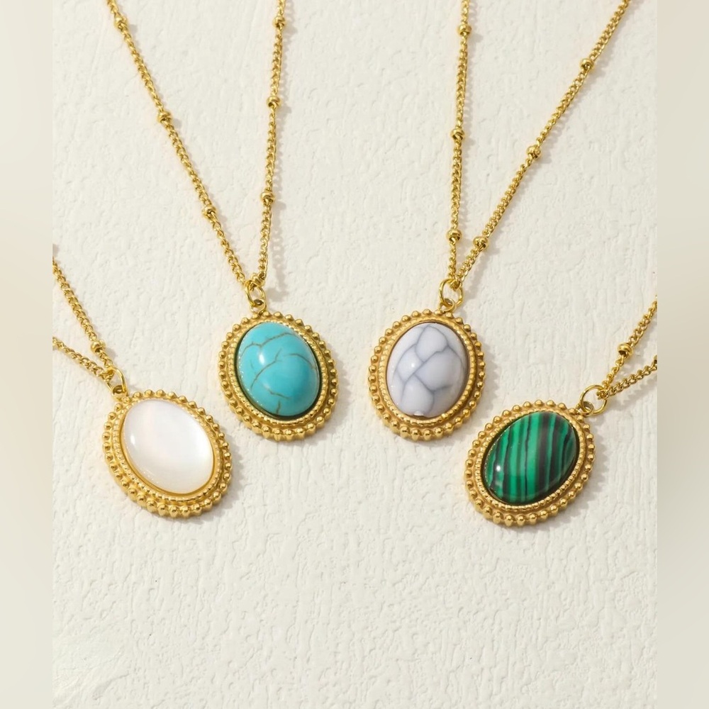 💎4 Necklaces For $59*Gemstone Necklaces*18K Gold Plated Turquoise Opal Howlite - Picture 3 of 8